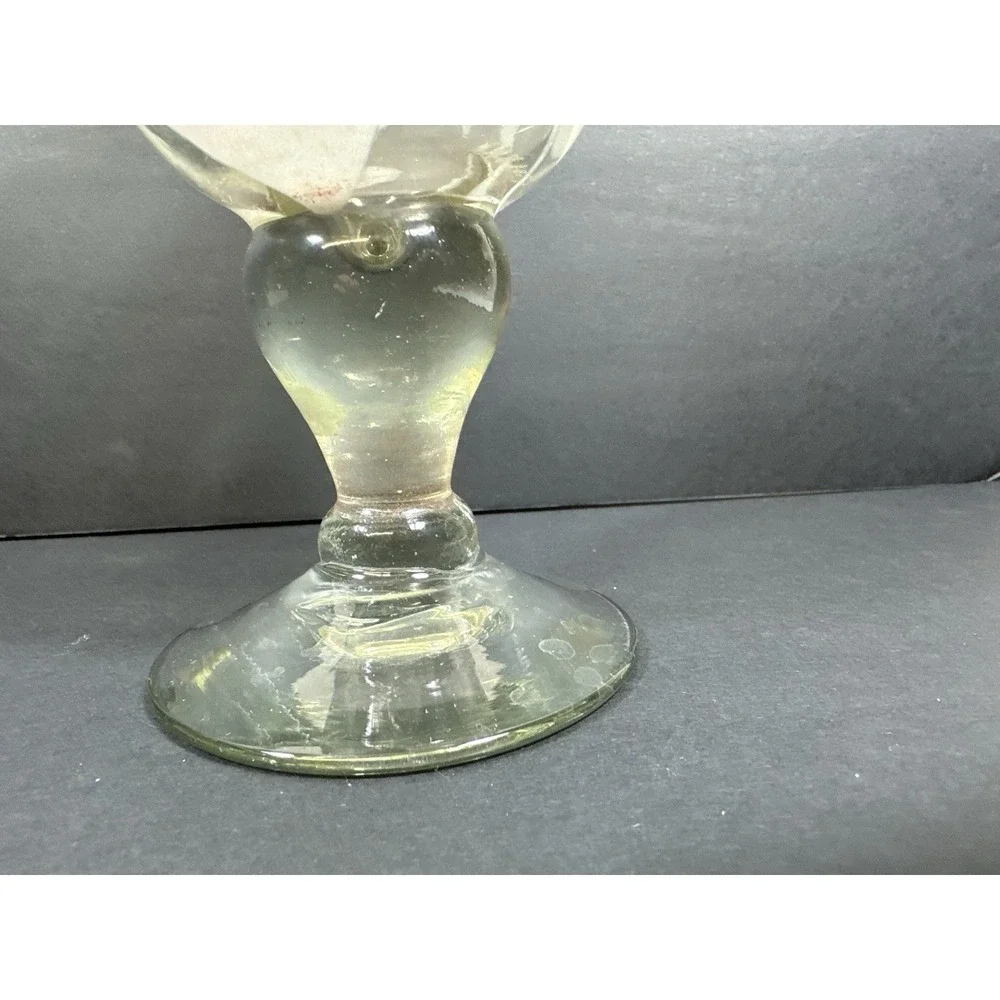 Hurricane/Celery Pedestal Vase/Goblet Pink Opaque Cloudy Swirl 7.75